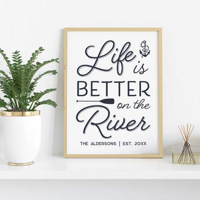 Personalisiertes Leben ist besser am Fluss Print Poster (Von Creator hochgeladen)