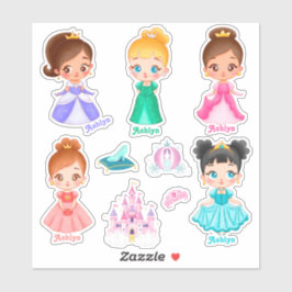 Personalisiertes, lebendiges Kids-Princess-Label Aufkleber