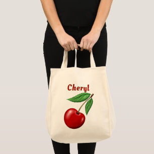 Personalisiertes Lebensmittelgeschäft Red Cherry Tragetasche