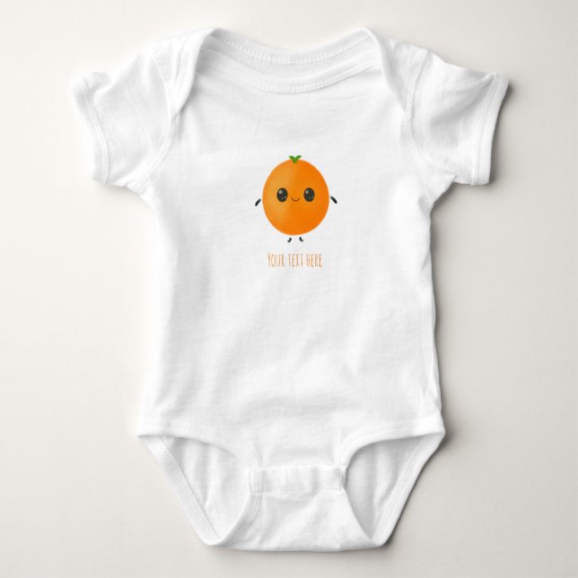 Personalisiertes Lebensmittelorange Baby Strampler (Vorderseite)