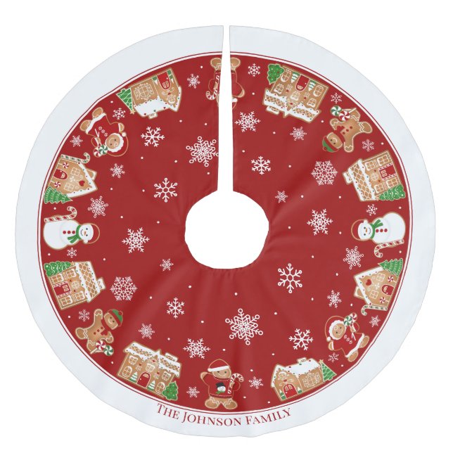Personalisiertes Lebkuchendorf Polyester Weihnachtsbaumdecke (Vorderseite)