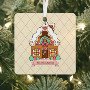 Personalisiertes Lebkuchenhäuschen-Weihnachtsschmu Ornament Aus Metall