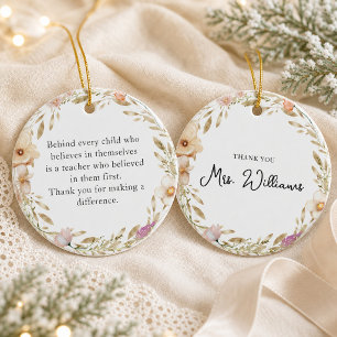 Personalisiertes Lehrer-Geschenk Boho-Wasserfarbe Keramik Ornament