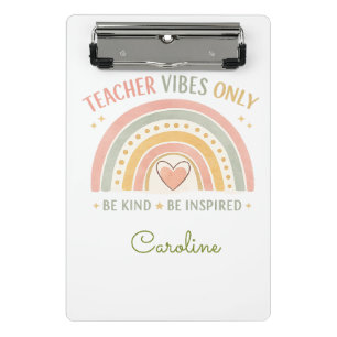 Personalisiertes Lehrer-Vibes-Only-Mini-Clip-Board Mini Klemmbrett