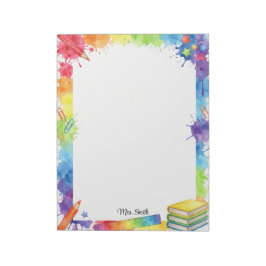 Personalisiertes Lehrer-Wasserfarbspritzer-Notizbu Notizblock