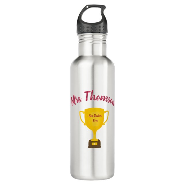 Personalisiertes Lehrergeschenk, Beste Lehrerin je Edelstahlflasche (Vorderseite)
