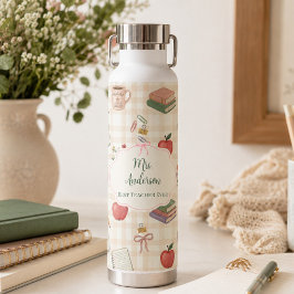 Personalisiertes Lehrergeschenk Floral Gingham Trinkflasche