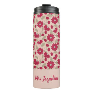 Personalisiertes Lehrergeschenk, rosa Margeriten B Thermosbecher