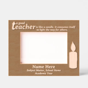 Personalisiertes Lehrerkerzengeschenk, Licht in de Geätzte Rahmen