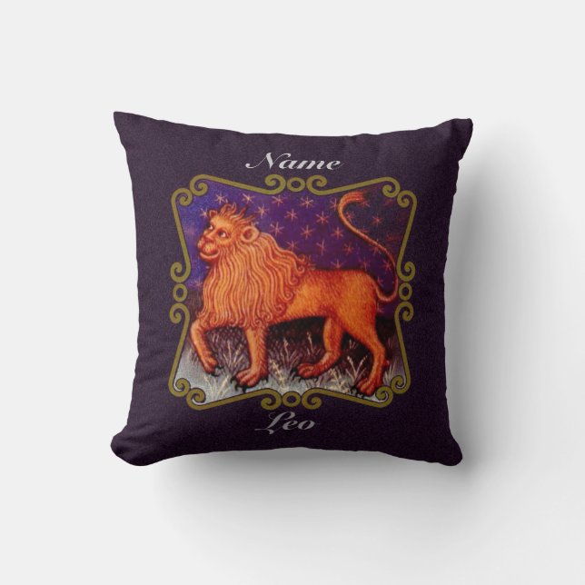 Personalisiertes Leo zodiac-Schild, Vintager Löwe Kissen (Vorderseite)