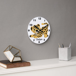 Personalisiertes Leopard-Design Runde Wanduhr