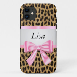 Personalisiertes Leopard-Muster, rosa Bogen Case-Mate iPhone Hülle