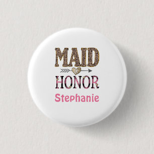 Personalisiertes Leoparden-Druck-Jungferngeschenk  Button
