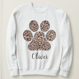 Personalisiertes Leopardentatzen-Druck Weiß Sweats Sweatshirt