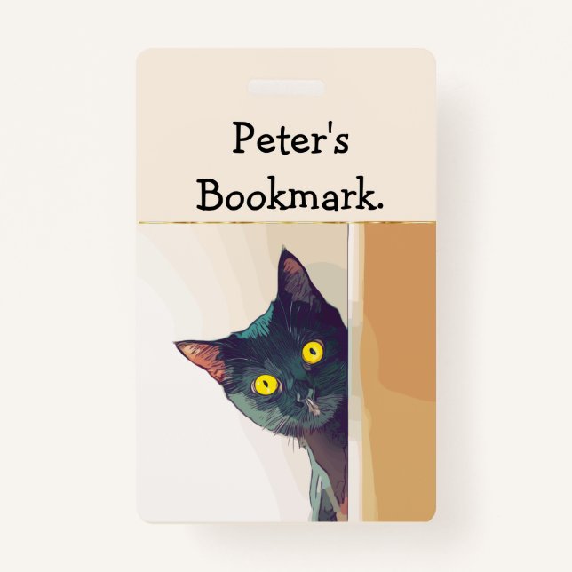 Personalisiertes Lesezeichen mit Cat Motif & Quote Ausweis (Vorderseite)