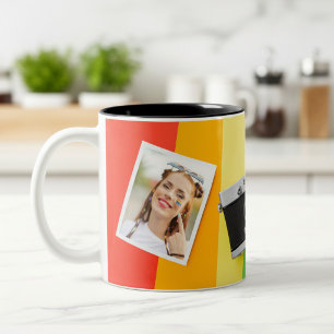 Personalisiertes LGBT-Stolz-Zwei-Foto-Namen-Gesche Zweifarbige Tasse
