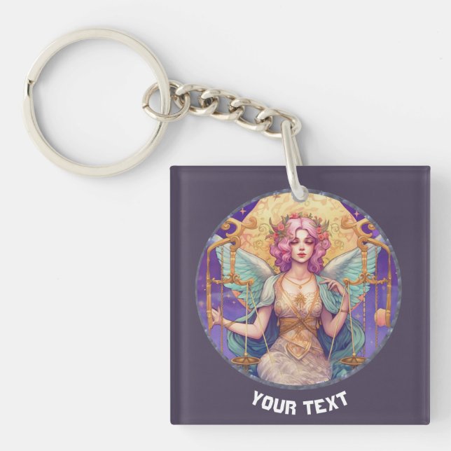 PERSONALISIERTES LIBRA ZODIAC-SIGN SCHLÜSSELANHÄNGER (Vorderseite)