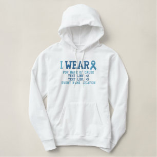 Personalisiertes Licht-Blauer-Band-Bewusstsein Bestickter Hoodie