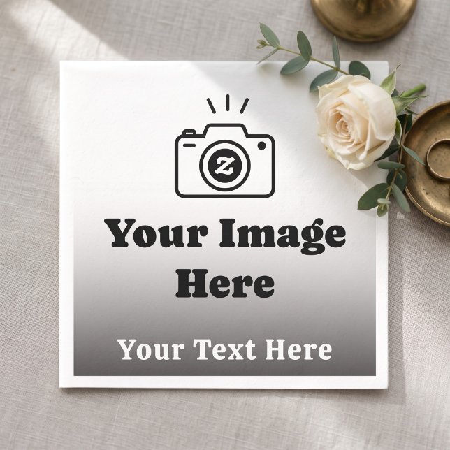Personalisiertes Lieblingsfoto mit Text Serviette (Simulated napkin on table)