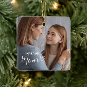Personalisiertes Liebst Du Mama Foto Keramikornament