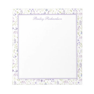 Personalisiertes lila Blumen Notizbuch Notizblock