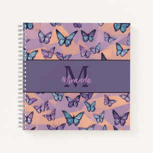 Personalisiertes Lila Butterfly-Monogramm-Sketch Notizbuch