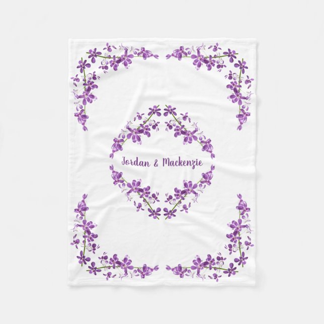 Personalisiertes Lila Dendrobium Orchids Motif Fleecedecke (Vorderseite)