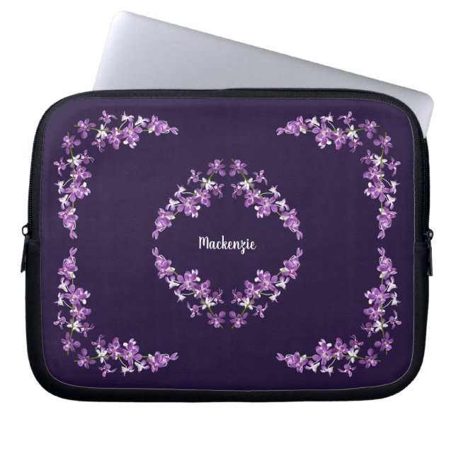 Personalisiertes Lila Dendrobium Orchids Motif Laptopschutzhülle (Vorderseite)