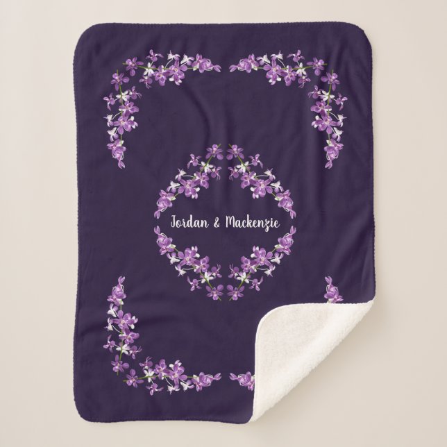 Personalisiertes Lila Dendrobium Orchids Motif Sherpadecke (Vorderseite)