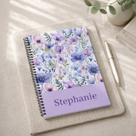 Personalisiertes lila florales elegantes benutzerd notizbuch