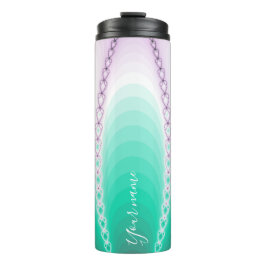 Personalisiertes Lila grünes Fraktal Thermosbecher