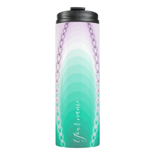 Personalisiertes Lila grünes Fraktal Thermosbecher (Vorderseite)