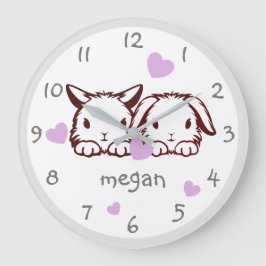 Personalisiertes Lila Herz Kinderzimmer Wanduhr