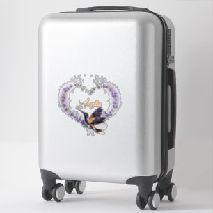 Personalisiertes Lila Hummingbird Herz Aufkleber