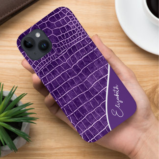 Personalisiertes Lila Krokodil Case-Mate iPhone 14 Hülle