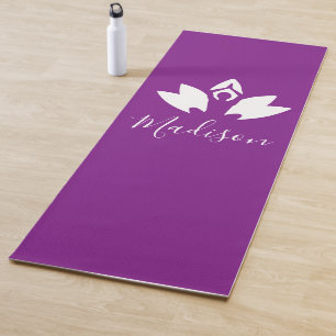 Personalisiertes, Lila Lotus und Yoga-Pose-Silhoue Yogamatte