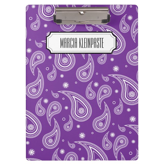 Personalisiertes lila Paisley-Klemmbrett Klemmbrett (Vorderseite)