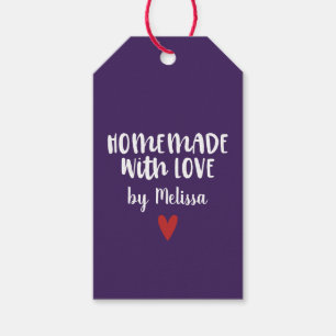 Personalisiertes Lila Selbstgemacht mit Liebe Herz Geschenkanhänger