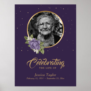 Personalisiertes lila Trauerfoto-Willkommensschild Poster