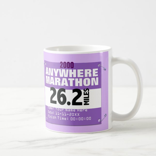 Personalisiertes lila überall Marathon, 26,2 Kaffeetasse (Rechts)
