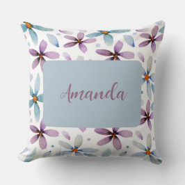 Personalisiertes Lila und blaues Blumenwirbel Kiss Kissen