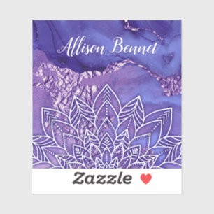 Personalisiertes Lila Weißes Wasser Mandala Aufkleber