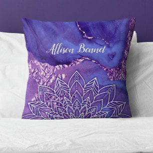 Personalisiertes Lila Weißes Wasser Mandala Kissen