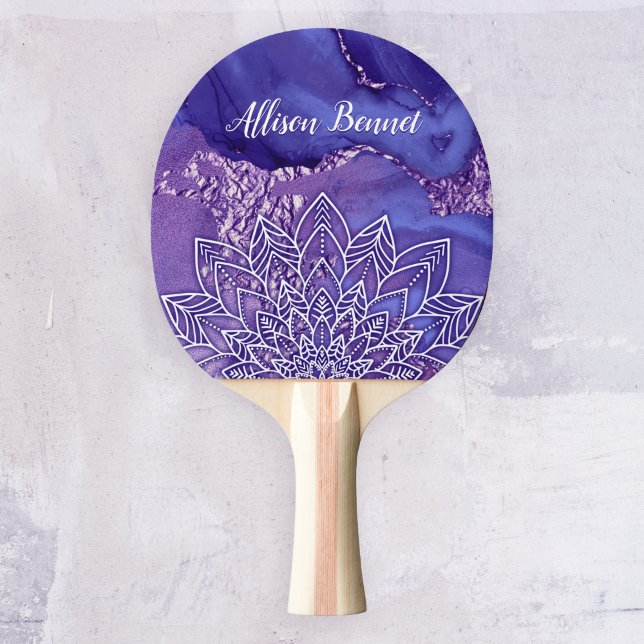 Personalisiertes Lila Weißes Wasser Mandala Tischtennis Schläger (Von Creator hochgeladen)