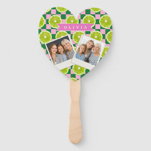 Personalisiertes Limette Gingham Zitrus Individuel Fächer