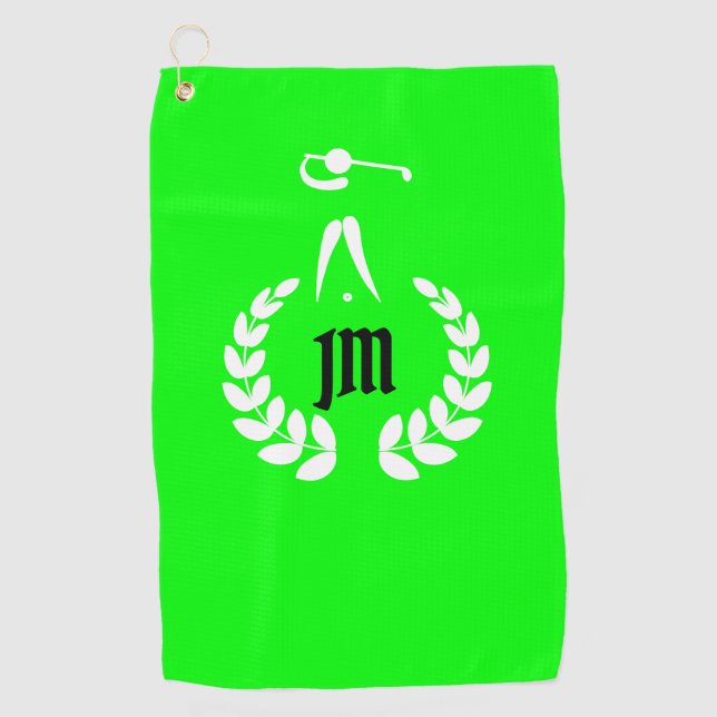 Personalisiertes Limettengrün Golfhandtuch (Vorderseite)