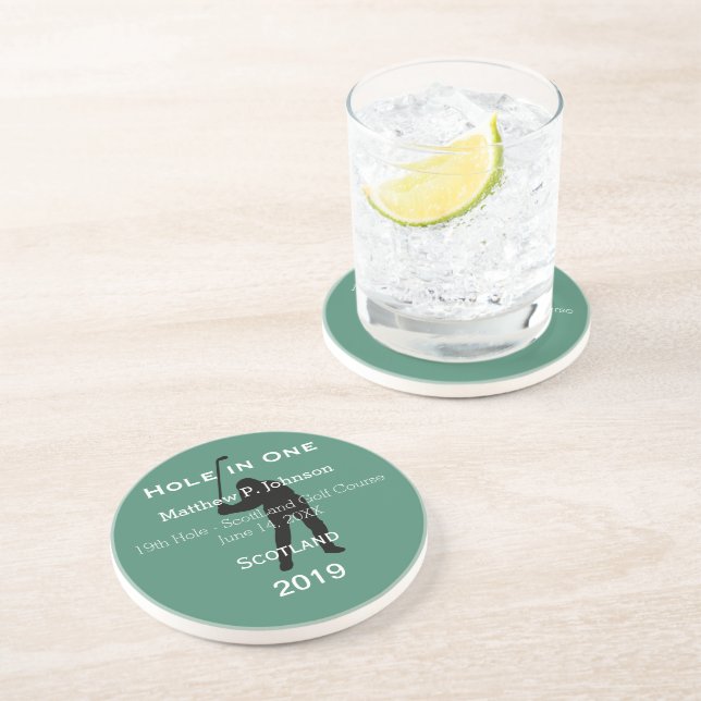 Personalisiertes Loch in einer Höhle GOLFER Sandstein Untersetzer (Seite)