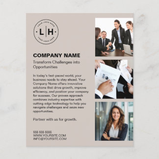 Personalisiertes Logo-Foto Modernes Beige-Geschäft Flyer