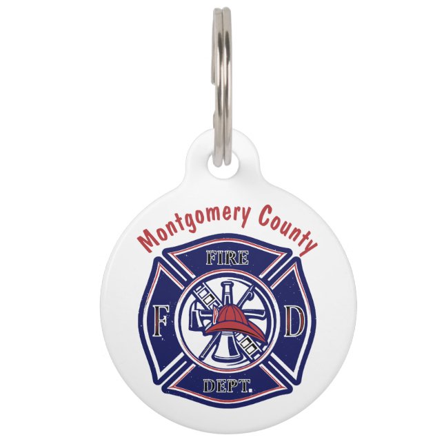 Personalisiertes Logo für das Blue Firefighter-Abz Haustiermarke (Vorderseite)