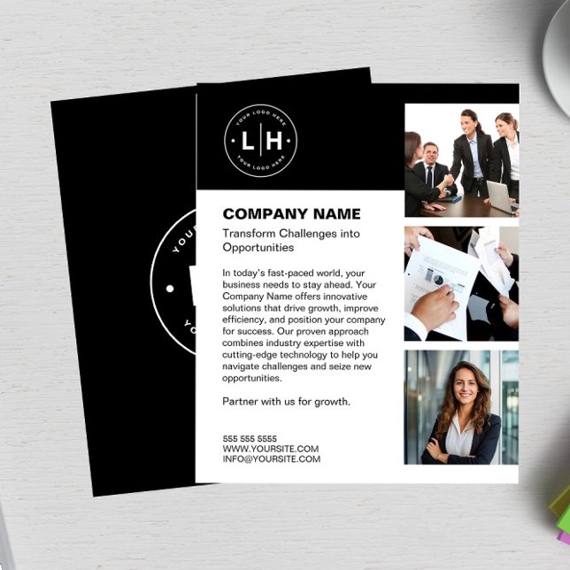 Personalisiertes Logo Geschäft Flyer (Modern Black Personalized Logo Business flyer)